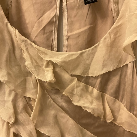 White House Black Market Champagne Silk Stretch Blouse - Picture 6 of 8